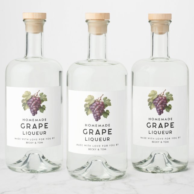 Editable grape liqueur homemade recipe liquor bottle label (Bottles)