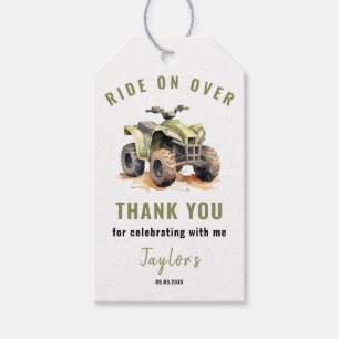 Editable Green ATV Bike Kids Birthday Party Gift Tags