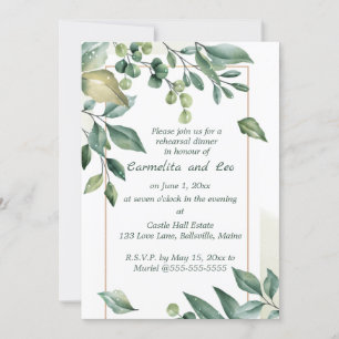 Editable Green Branches Rehearsal Dinner  Invitation