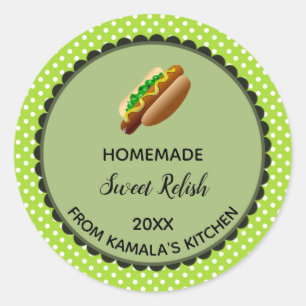Editable Green Polka Dot Sweet Relish Label