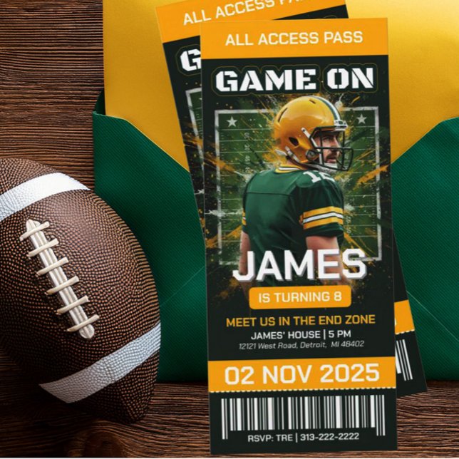 Editable Green & yellow Football Invitation (Creator Uploaded)