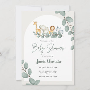Editable Greenery Baby Shower Invitation for Boy 