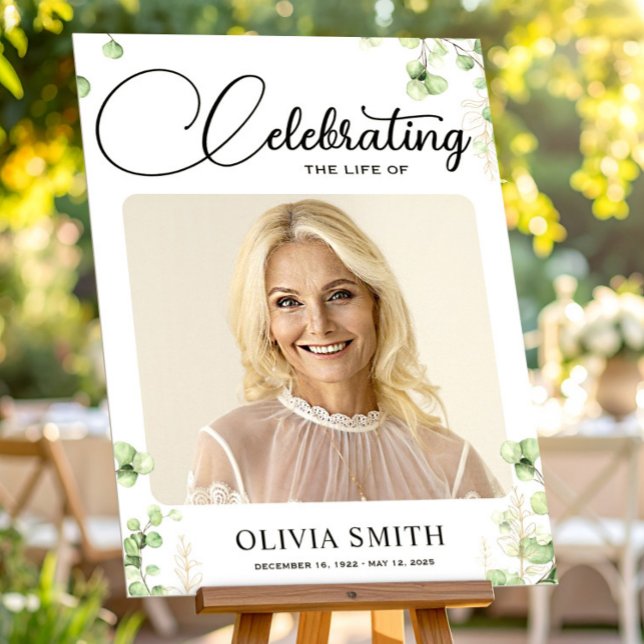 Editable Greenery Funeral Welcome Sign Celebration (Creator Uploaded)