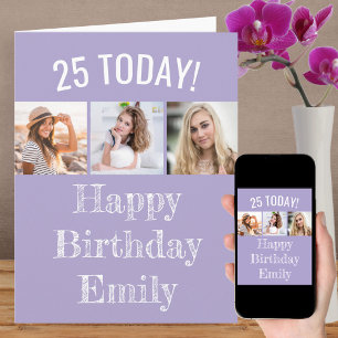 Editable Greeting and Age 3 Photo Birthday Card