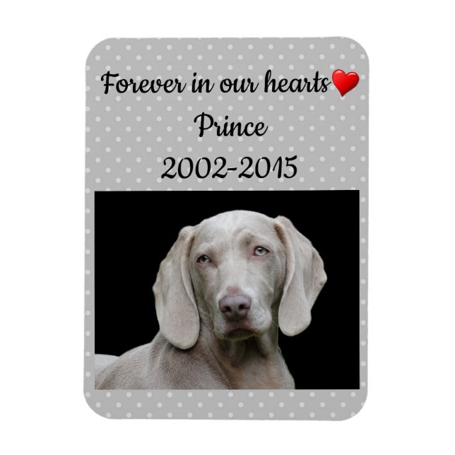 Editable Grey Forever In Our Hearts Pet Memorial Magnet (Vertical)