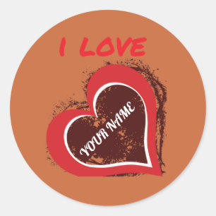 Editable Grunge Heart Love Design – Add Your Own T Classic Round Sticker