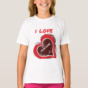 Editable Grunge Heart Love Design – Add Your Text T-Shirt