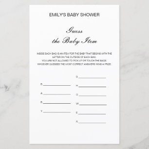 Editable Guess the Baby Item Baby Shower Game