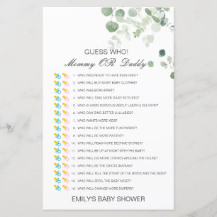 Editable Guess Who, Mum or Dad Baby Shower Game