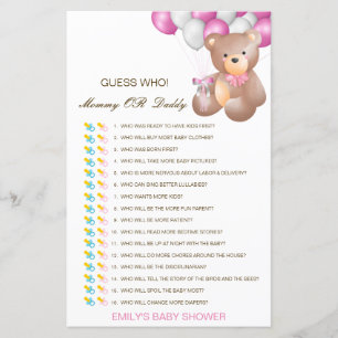 Editable Guess Who, Mum or Dad Baby Shower Game