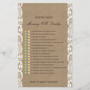 Editable Guess Who, Mum or Dad Baby Shower Game