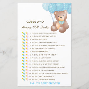 Editable Guess Who, Mum or Dad Baby Shower Game