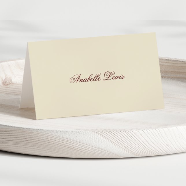 Editable Guest Name Burgundy Wedding Place Card (Creator Uploaded)