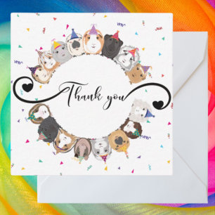 Editable Guinea Pig Birthday Thank You Card