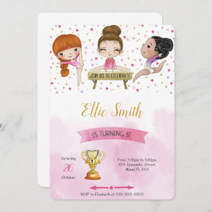 Editable Gymnastics Birthday Invitation 
