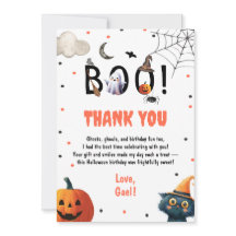 Editable Halloween Birthday Boy Party Thank Boo