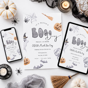 Editable Halloween Boo Day Birthday Invitation