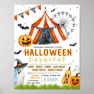 Editable halloween carnival circus flyer poster