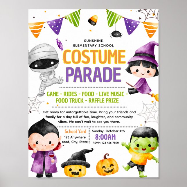 Editable halloween costume fundraiser flyer poster (Front)