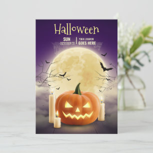 Editable Halloween Haunted House Party, Halloween Holiday Card