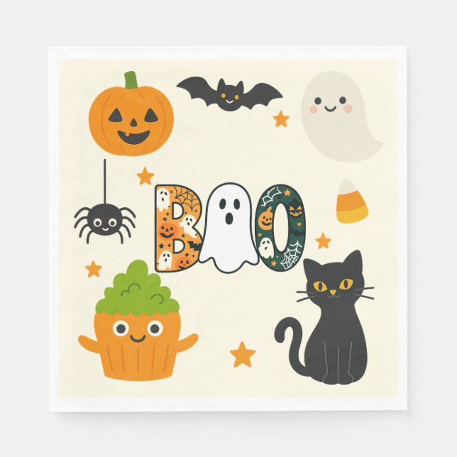 Editable Halloween – Little Monster Bash -  Napkin (Front)