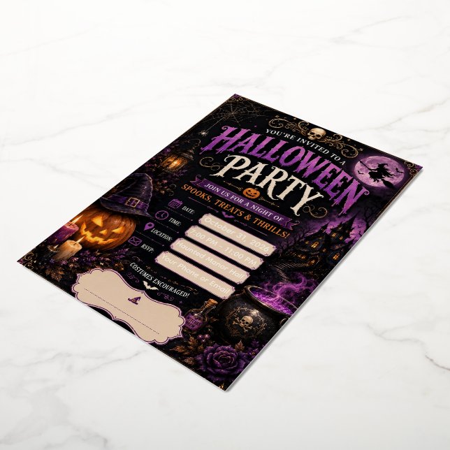 Editable Halloween Party Invitation 2026 | Spooky  (Rotated)