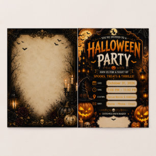 Editable Halloween Party Invitation Gothic Pumpk