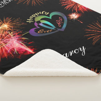 Editable - Happily Ever After with Fireworks Sherpa Blanket