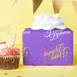 Editable Happy Birthday on Violet (or your colour) Wrapping Paper