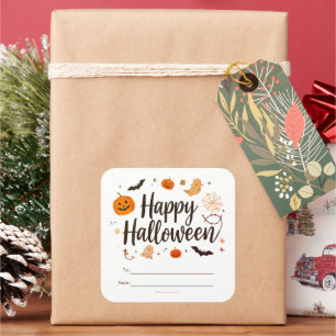 Editable Happy Halloween Gift Sticker