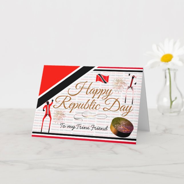 Editable Happy Republic Day to my Trini Friend Card (Small Plant)