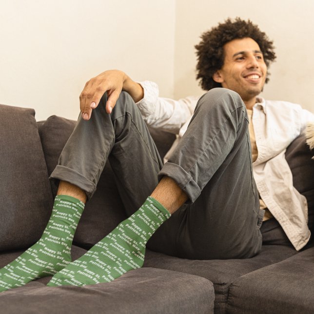 Editable Happy St. Patricks Day Green Name Socks (Creator Uploaded)