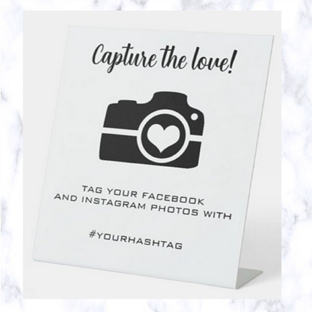 Editable Hashtag for Wedding Photos  Pedestal Sign (Creator Uploaded)