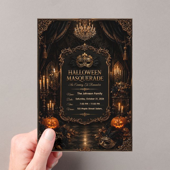 Editable Haunted Mansion Halloween Party Invitatio Acrylic Invitations (Insitu (Handheld))