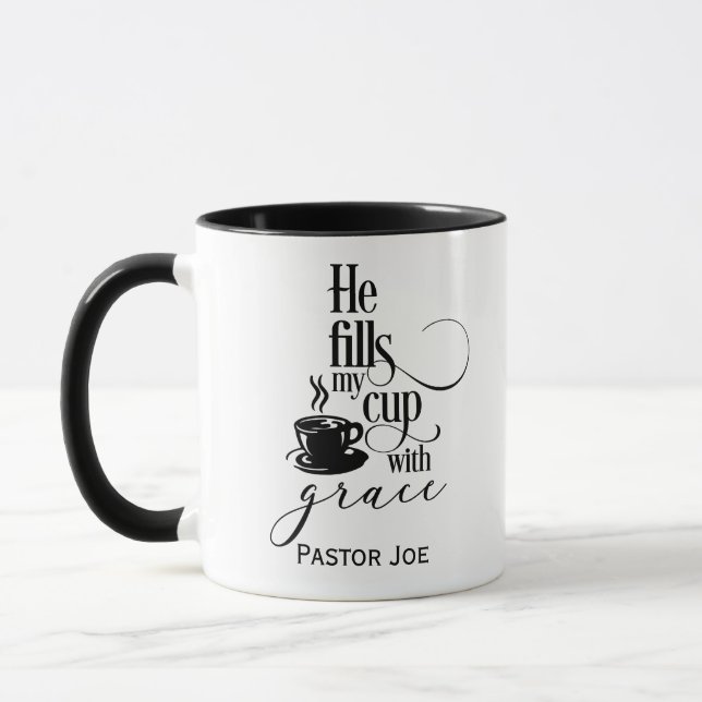 EDITABLE He Fills My Cup with Grace Coffee Mug (Left)