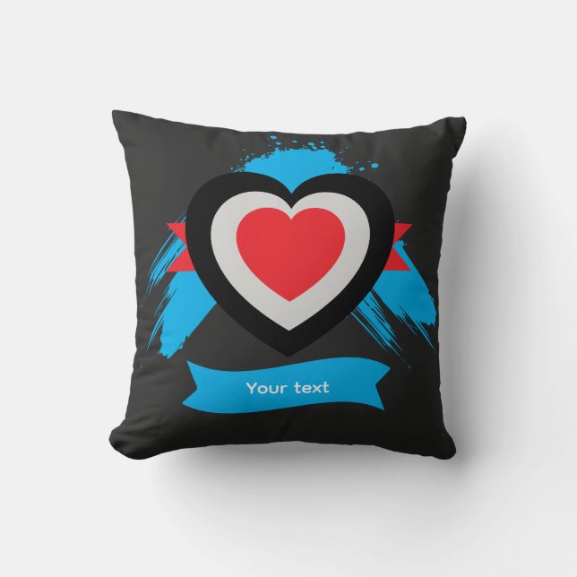 Editable Heart Custom Text Design Cushion (Front)