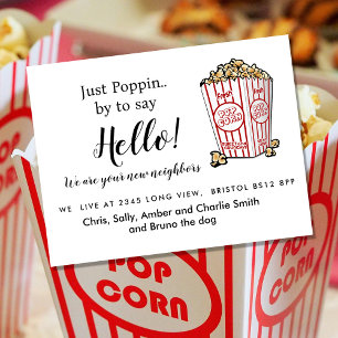 Editable Hello Neighbour,  New Address, Popcorn Announcement Postcard