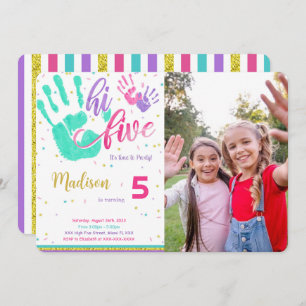 Editable High Five Birthday Photo Invitation