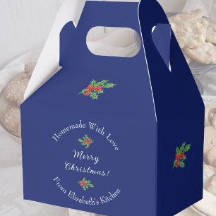 Editable Holiday Baking Gift Blue Merry Christmas Favour Box