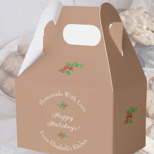 Editable Holiday Baking Gift Brown Happy Holidays! Favour Box (Creator Uploaded)