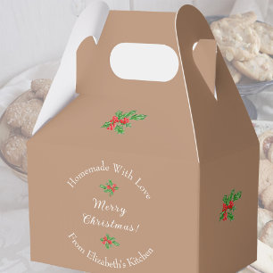 Editable Holiday Baking Gift Brown Merry Christmas Favour Box