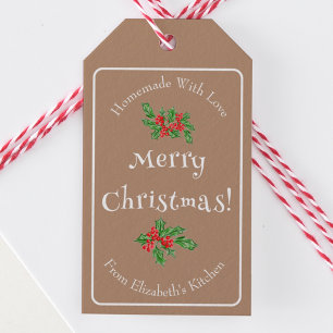 Editable Holiday Baking Gift Brown Merry Christmas Tags