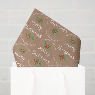 Editable Holiday Baking Gift Brown Merry Christmas Tissue Paper