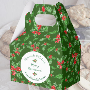 Editable Holiday Baking Gift Green Merry Christmas Favour Box