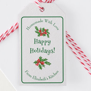 Editable Holiday Baking Gift Green Merry Christmas Tags