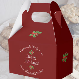 Editable Holiday Baking Gift Red Happy Holidays Favour Box