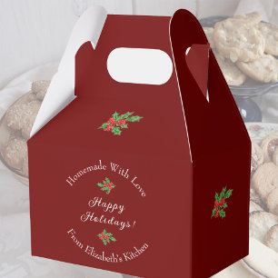 Editable Holiday Baking Gift Red Happy Holidays Favour Box