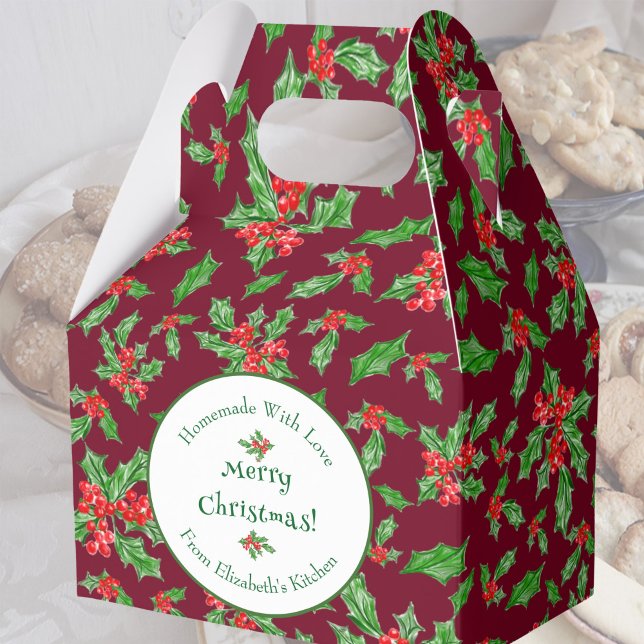 Editable Holiday Baking Gift Red Merry Christmas Favour Box (Creator Uploaded)