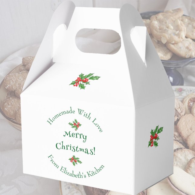 Editable Holiday Baking Gift White Merry Christmas Favour Box (Creator Uploaded)