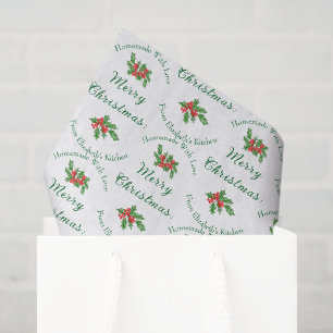 Editable Holiday Baking Gift White Merry Christmas Tissue Paper